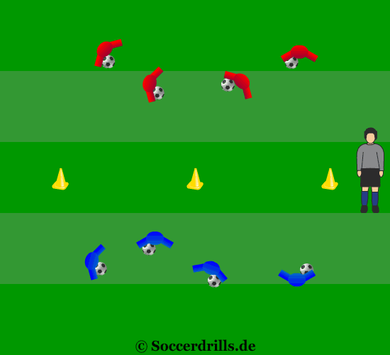 The players leave their balls behind and sprint
